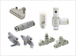 Speed control valves, check valves, and auxiliary components