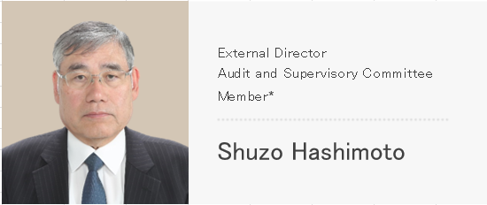 External Director Audit and Supervisory Committee Member* Shuzo Hashimoto