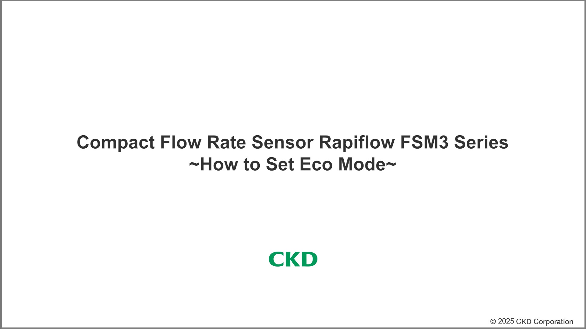 FSM3 Series Eco mode setting methods