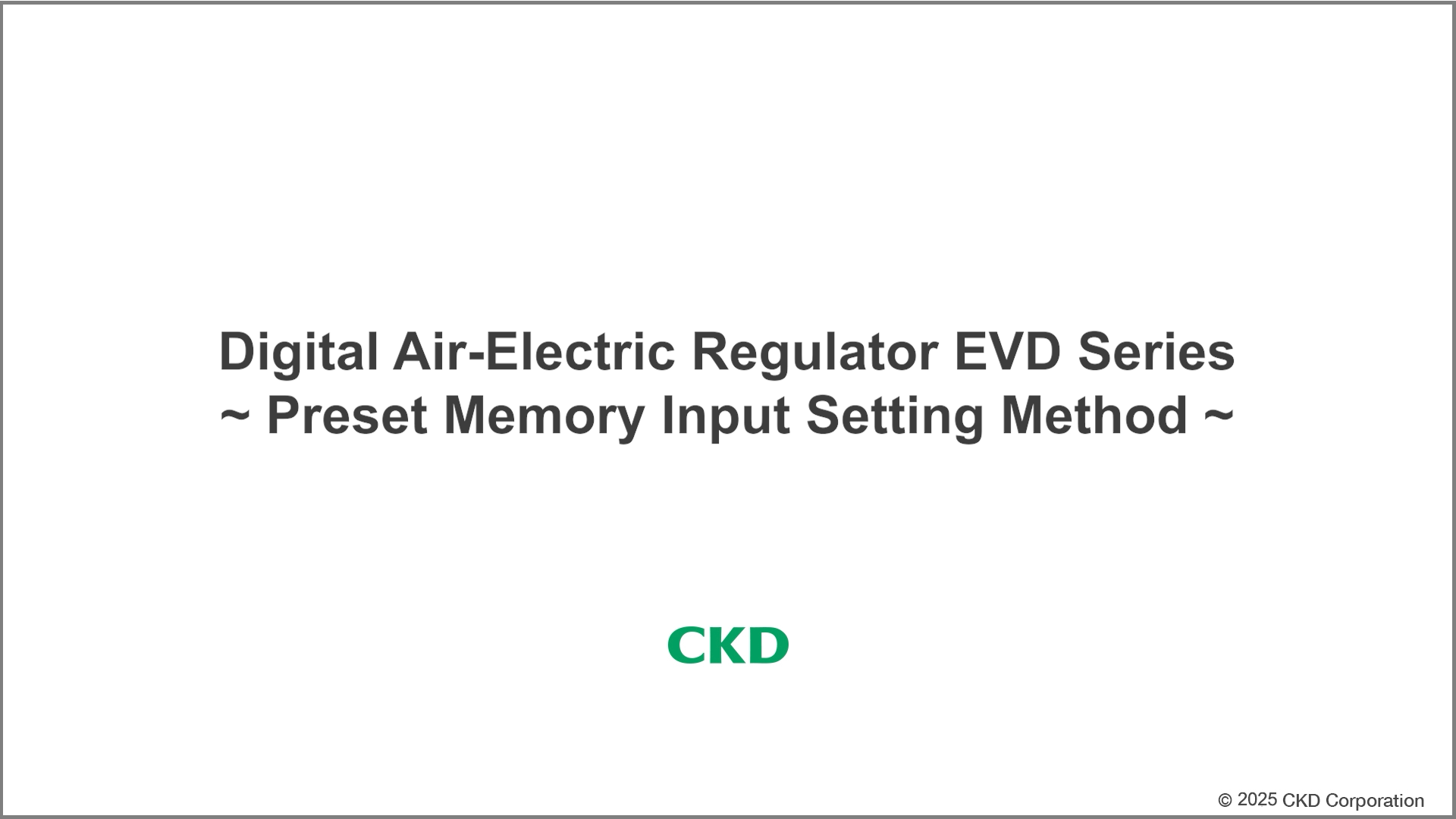 EVD Series Preset Input Settings